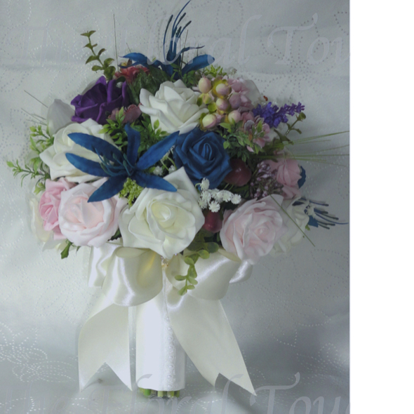 Blush, Pink, Teal, Plum Wedding Bouquet,